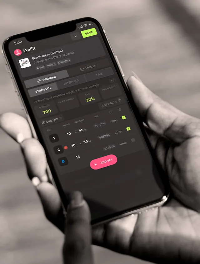 Registro de un entrenamiento de WeFit en un teléfono